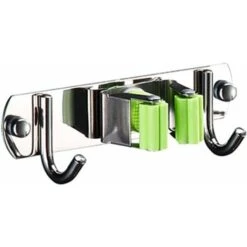 Déstockage Porte Balai Mural Mur Mop Monté Et Broom Holder, Broom Organiseur Balai Support En Acier Inoxydable à Balai Pour Cuisine Salle De Bains Jardin Et Bureau -B
