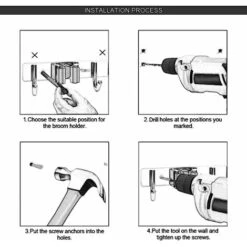 Déstockage Porte Balai Mural Mur Mop Monté Et Broom Holder, Broom Organiseur Balai Support En Acier Inoxydable à Balai Pour Cuisine Salle De Bains Jardin Et Bureau -B -Stanleyfaco Magasin 69252967 4