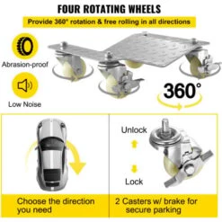 VEVOR Chariots De Manutention De Voiture, 2 Pcs Capacité 500 Kg Chariot De Déplacement, Plate-Forme 48x30 Cm Chariot à Roulettes, Aide à La Manuvre Automobile Aide Au Transport Véhicules 10 VEVOR Chariots De Manutention De Voiture, 2 Pcs Capacité 500 Kg Chariot De Déplacement, Plate-Forme 48x30 Cm Chariot à Roulettes, Aide à La Manuvre Automobile Aide Au Transport Véhicules -Stanleyfaco Magasin 69343172 4