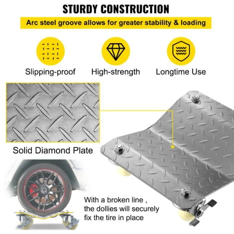 VEVOR Chariots De Manutention De Voiture, 2 Pcs Capacité 500 Kg Chariot De Déplacement, Plate-Forme 48x30 Cm Chariot à Roulettes, Aide à La Manuvre Automobile Aide Au Transport Véhicules 7 VEVOR Chariots De Manutention De Voiture, 2 Pcs Capacité 500 Kg Chariot De Déplacement, Plate-Forme 48x30 Cm Chariot à Roulettes, Aide à La Manuvre Automobile Aide Au Transport Véhicules – Image 5