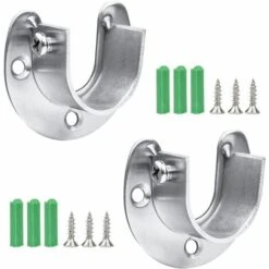 Premier® Supports Pour Tringles à Rideaux 2Pcs Supports De Tube De Penderie Acier Inoxydable En Forme U Cintre à Rideau Support De Rail Mural Réglable Pour Barre De Penderie (25 Mm)