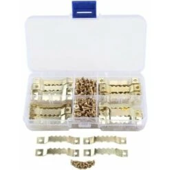 100 Pièces Crochets En Dents De Scie Cintres à Cadre En Métal Crochet Cintre Pour Fixation Cadre Accrocher Tableaux Photo Toile Peinture Mandala Avec 200 Vis Couleur Dorée 45mm