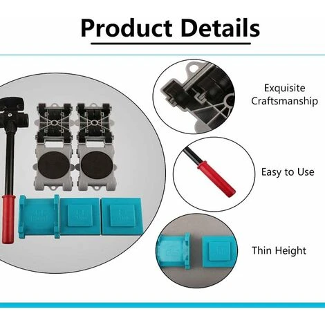 Lève-Meubles Robuste - 8 Pièces Kit De Déplacement De Meubles Lourds Lève-meubles Avec Patin Rotatif à 360 Degrés De Meubles Lourds Pour Canapés Et Réfrigérateurs - Oi-FRIS 7 Lève-Meubles Robuste - 8 Pièces Kit De Déplacement De Meubles Lourds Lève-meubles Avec Patin Rotatif à 360 Degrés De Meubles Lourds Pour Canapés Et Réfrigérateurs - Oi-FRIS – Image 5