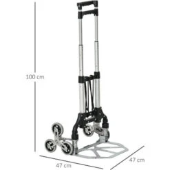 Diable Pour Escalier 6 Roues Diable Repliable 70 Kg - Poignée Télescopique - Chariot De Manutention Pliable Alu. Noir -Stanleyfaco Magasin 71770591 3