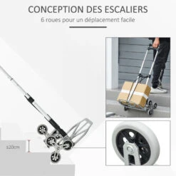 Diable Pour Escalier 6 Roues Diable Repliable 70 Kg - Poignée Télescopique - Chariot De Manutention Pliable Alu. Noir -Stanleyfaco Magasin 71770591 5