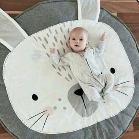 Tapis Bébé Tapis D'Éveil Lapin Tapis De Jeu Pour Bébé Tapis Rond En Coton 87x86cm GRIS 3 Tapis Bébé Tapis D'Éveil Lapin Tapis De Jeu Pour Bébé Tapis Rond En Coton 87x86cm GRIS