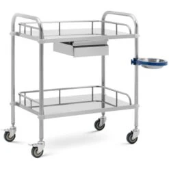 Chariot Médical Chariot Médical Inox 2 étagères 1 Tiroir 20 Kg