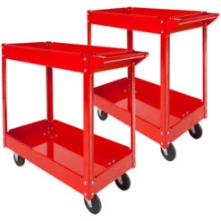 2 Servantes D'atelier 2 étages - Lot De 2 Chariots A Outils, Caisses A Outils, Chariots Servante D´atelier
