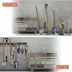 SEENLIN Organiseur Garage, Système De Rangement Réglable 64inch Avec 20 Crochets 4 PCS Rails Rangement Outils Mural Jardin Stockage Porte Mop Balai Support Outils Pour Jardin Garage -Stanleyfaco Magasin 75458288 3