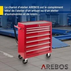 AREBOS Servante Caisse à Outils Chariot D’Atelier 7 Tiroirs Rouge Résistante Aux Rayures -Stanleyfaco Magasin 7557528 3