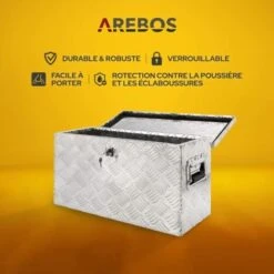 AREBOS Boîte à Outils Boite De Rangement Transport Box Truckbox Aluminium 60 X 25 X 30 Cm 40L Verrouillage Avec 2 Clés -Stanleyfaco Magasin 7557600 3