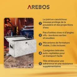 AREBOS Boîte à Outils Boite De Rangement Transport Box Truckbox Aluminium 60 X 25 X 30 Cm 40L Verrouillage Avec 2 Clés -Stanleyfaco Magasin 7557600 4