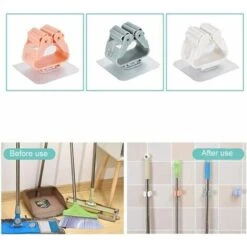 YIDOMDE 6pcs Porte Balais Mural, Sans Support De Balai Mural Perforé, Accroche Balai Adhesif Autocollant,Accroche Balai Mural Utilisé Pour Cuisine, Salle De Bain, Garage,Broom -Stanleyfaco Magasin 76000366 5