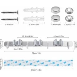 Porte Balais Mural, 2Pièces Support Mural Balai Acier Inoxydable, Accroche Balai Mural Avec 6 Emplacements Et 8 Crochets Cintre De Pour Garage, Jardin, Buanderie -Stanleyfaco Magasin 76005392 4