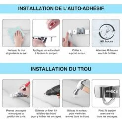 Porte Balais Mural, 2Pièces Support Mural Balai Acier Inoxydable, Accroche Balai Mural Avec 6 Emplacements Et 8 Crochets Cintre De Pour Garage, Jardin, Buanderie -Stanleyfaco Magasin 76005392 5