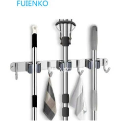 Porte Balai Mural Inoxydable Mop Support Gris 38 X 3cm 1pcs FUIENKO