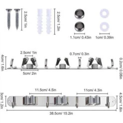 Porte Balai Mural Inoxydable Mop Support Gris 38 X 3cm 1pcs FUIENKO -Stanleyfaco Magasin 76153037 3