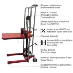 Mini Gerbeur Avec Plateforme - Levée Max 1200mm/mini 90mm - 300284/P 9 Mini Gerbeur Avec Plateforme - Levée Max 1200mm/mini 90mm - 300284/P -Stanleyfaco Magasin 76457869 3