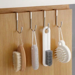 2pcs Au-dessus De La Porte Tiroir Armoire Crochet, Acier Inoxydable Double Crochet En Forme De S Cintre Métal Robuste Sans Poinçonnage Porte Arrière Suspendu Vêtements Crochet Organisateur -Stanleyfaco Magasin 76776446 5