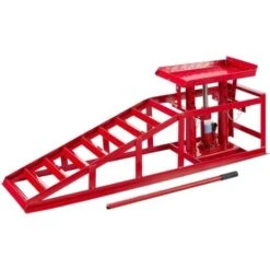AREBOS Rampe De Levage Leve VoitureVoitures Véhicule Kit De RampesHydraulique Réglable 2 T Rampe D'accès De 270-375 Mm Rouge