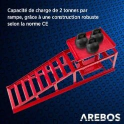 AREBOS Rampe De Levage Leve VoitureVoitures Véhicule Kit De RampesHydraulique Réglable 2 T Rampe D'accès De 270-375 Mm Rouge -Stanleyfaco Magasin 7725965 4