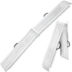 AREBOS 2x Rampe De Chargement Pliable 400 Kg Argent Surface Anti-dérapante Galvanisée Et Métallisée
