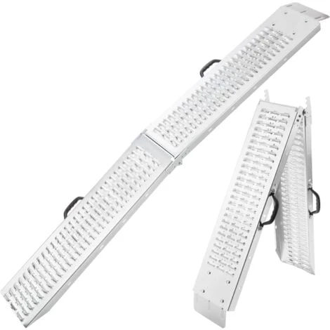 AREBOS 2x Rampe De Chargement Pliable 400 Kg Argent Surface Anti-dérapante Galvanisée Et Métallisée 3 AREBOS 2x Rampe De Chargement Pliable 400 Kg Argent Surface Anti-dérapante Galvanisée Et Métallisée