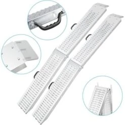 AREBOS 2x Rampe De Chargement Pliable 400 Kg Argent Surface Anti-dérapante Galvanisée Et Métallisée 10 AREBOS 2x Rampe De Chargement Pliable 400 Kg Argent Surface Anti-dérapante Galvanisée Et Métallisée -Stanleyfaco Magasin 7725968 4