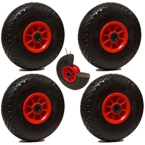 LOT De 4x Roue Increvable Diable 260 X 85 (3.00-4) Alésage 20 Mm Roulement à Rouleaux 3 LOT De 4x Roue Increvable Diable 260 X 85 (3.00-4) Alésage 20 Mm Roulement à Rouleaux