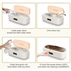 Blue Dream Nettoyeur à Ultrasons [300ml], Appareil De Nettoyage Ultrasons 45000 Hz, Avec 4 Réglages Du Temps Pour Nettoyer Les Bijoux, Montres, Lunettes, Ustensiles Et Dentiers, Etc.（Blanc） -Stanleyfaco Magasin 78685136 4