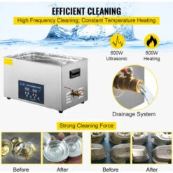 VEVOR Nettoyeur A Ultrasons Double Frequence 30 L, Professionnel Nettoyeur A Ultrasons 220 V Avec Chauffage, Nettoyeur Ultrasons En Acier Inoxydable Pour Pieces Bijoux Carte De Circuit 28/40 KHz -Stanleyfaco Magasin 79034596 5
