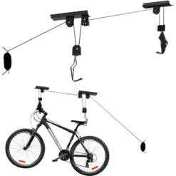 Support Ascenseur Vélo 20 Kg Porte- Bicyclette Rangement Garage Stockage Plafond Élévateur