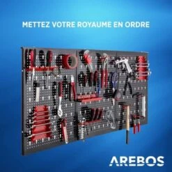 AREBOS Mur D'outils En Trois Parties Jeu De Crochets De 17 Pièces 120 X 60 X 2 Cm -Stanleyfaco Magasin 7968591 3