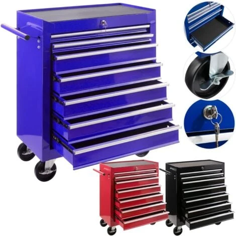 AREBOS Servante Caisse à Outils D’Atelier 7 Tiroirs Bleu Tiroirs Pouvant être Verrouillés Résistante Aux Rayures 3 AREBOS Servante Caisse à Outils D’Atelier 7 Tiroirs Bleu Tiroirs Pouvant être Verrouillés Résistante Aux Rayures