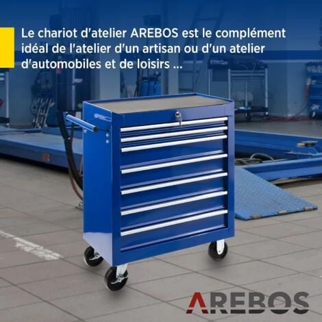 AREBOS Servante Caisse à Outils D’Atelier 7 Tiroirs Bleu Tiroirs Pouvant être Verrouillés Résistante Aux Rayures 5 AREBOS Servante Caisse à Outils D’Atelier 7 Tiroirs Bleu Tiroirs Pouvant être Verrouillés Résistante Aux Rayures – Image 3