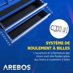 AREBOS Servante Caisse à Outils D’Atelier 7 Tiroirs Bleu Tiroirs Pouvant être Verrouillés Résistante Aux Rayures 10 AREBOS Servante Caisse à Outils D’Atelier 7 Tiroirs Bleu Tiroirs Pouvant être Verrouillés Résistante Aux Rayures -Stanleyfaco Magasin 7968594 4