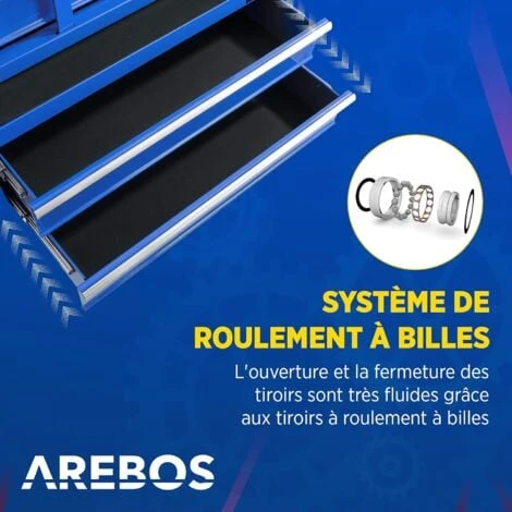 AREBOS Servante Caisse à Outils D’Atelier 7 Tiroirs Bleu Tiroirs Pouvant être Verrouillés Résistante Aux Rayures 6 AREBOS Servante Caisse à Outils D’Atelier 7 Tiroirs Bleu Tiroirs Pouvant être Verrouillés Résistante Aux Rayures – Image 4