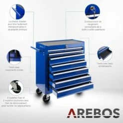 AREBOS Servante Caisse à Outils D’Atelier 7 Tiroirs Bleu Tiroirs Pouvant être Verrouillés Résistante Aux Rayures 11 AREBOS Servante Caisse à Outils D’Atelier 7 Tiroirs Bleu Tiroirs Pouvant être Verrouillés Résistante Aux Rayures -Stanleyfaco Magasin 7968594 5