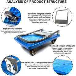 Chariot à Plate-Forme Pliable Chariot De Transport Avec Poignées, Capacité De Charge 290KG, Aide Au Transport Avec Roulettes Pivotantes, Chariot De Stockage Camionnette à Colis-Bleu 11 Chariot à Plate-Forme Pliable Chariot De Transport Avec Poignées, Capacité De Charge 290KG, Aide Au Transport Avec Roulettes Pivotantes, Chariot De Stockage Camionnette à Colis-Bleu -Stanleyfaco Magasin 81276849 5