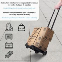 Diable Chariot Pliable à Poignée Télescopique + Sangle Élastique - Charge Max 30 Kg -Stanleyfaco Magasin 81923154 3