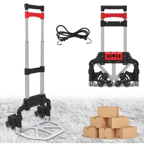 Diable Chariot Pliable Léger Télescopique - 6 Roues - Charge 60 Kg - Aluminium 3 Diable Chariot Pliable Léger Télescopique - 6 Roues - Charge 60 Kg - Aluminium