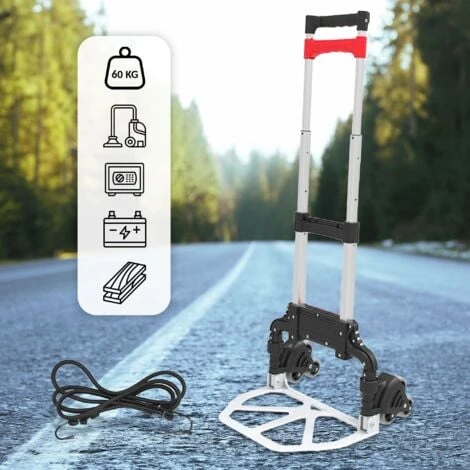 Diable Chariot Pliable Léger Télescopique - 6 Roues - Charge 60 Kg - Aluminium 4 Diable Chariot Pliable Léger Télescopique - 6 Roues - Charge 60 Kg - Aluminium – Image 2