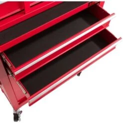 AREBOS Servante D'atelier à 9 Tiroirs Tapis AntidérapantsChariot Avec Caisse à Outils AmovibleVerrouillable Freins D'arrêtRouge -Stanleyfaco Magasin 8193552 5