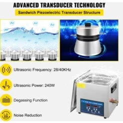 VEVOR Nettoyeur A Ultrasons Double Frequence 10 L, Professionnel Nettoyeur A Ultrasons 220 V Avec Chauffage, Nettoyeur Ultrasons En Acier Inoxydable Pour Pieces Bijoux Carte De Circuit 28/40 KHz -Stanleyfaco Magasin 82895150 4