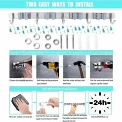 Porte Balai Mural - Accroche Balai En Acier Inoxydable, Support Cintre De Rangement Pour Cuisine, Garage, Buanderie (4 Emplacements Et 5 Crochets) -Stanleyfaco Magasin 83690697 3