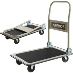 AREBOS Pliable Chariot Ă Plate-Forme Chariot De Transport Manuel 150 Kg Noir