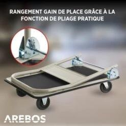 AREBOS Pliable Chariot à Plate-Forme Chariot De Transport Manuel 150 Kg Noir -Stanleyfaco Magasin 8414488 3