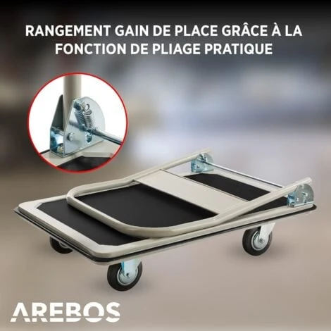 AREBOS Pliable Chariot à Plate-Forme Chariot De Transport Manuel 300 Kg 5 AREBOS Pliable Chariot à Plate-Forme Chariot De Transport Manuel 300 Kg – Image 3