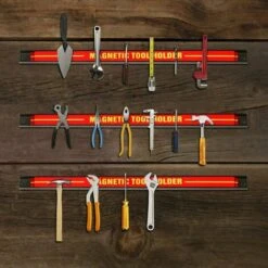 Porte-outil Magnetique, Set De 3 Barres, Garage Atelier Amovible Compact Et Robuste, Aimant Puissant Pour Rangement Mural Des Outils, 46 X 2,3CM En Acier, Chacun Peut Supporter 10 KG -Stanleyfaco Magasin 85350512 3