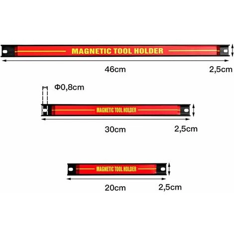 Set De 3 Barre Magnetique, Porte Outils Mural Avec Differentes Longueurs 20CM/30CM/60CM, Charge 5KG/7KG/10KG, Aimant Puissant Pour Rangement Des Outils, Pour Garage, Atelier 7 Set De 3 Barre Magnetique, Porte Outils Mural Avec Differentes Longueurs 20CM/30CM/60CM, Charge 5KG/7KG/10KG, Aimant Puissant Pour Rangement Des Outils, Pour Garage, Atelier – Image 5